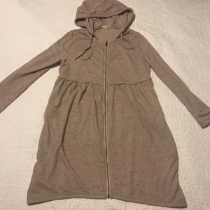Tunic zip up sweater in dusty rose